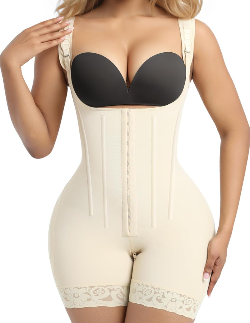 SHAPERX Shapewear for Women Tummy Control Body Shaper Butt Lifter Bodysuit Postpartum Girdles with Adjustable Straps S