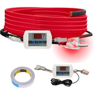 OEBLD Heat Tape for Water Pipes 12FT, Replaceable Smart Thermostat for Pipe Freeze Protection, Self-Regulating Roof Deicing Cable for Metal and Plastic Home Pipes, 110-120V