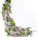 Lvydec Wisteria Artificial Flowers Garland, 4 Pcs Total 28.8ft Artificial Wisteria Vine Silk Hanging Flower for Home Garden Outdoor Ceremony Wedding Arch Floral Decor (Light Purple)