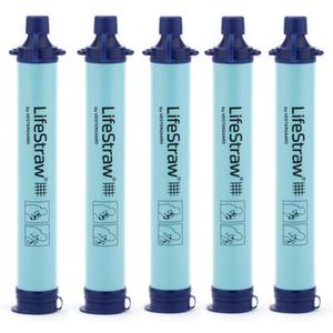 LifeStraw Personal Water Filter for Hiking, Camping, Travel, and Emergency Preparedness, Pack Of 4, Blue 