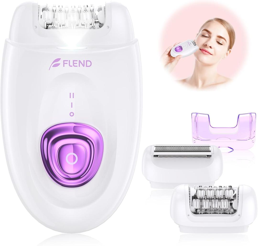 Epilator for Women, 2-in-1 Facial Epilator for Women, Dual Speed Hair Remover with LED Light, USB Rechargeable Electric Lady Shaver, Bikini Trimmer Razor for Underarms Legs Arms