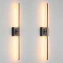 Modern Light Fixture Set of Two 27.8x4.3x3.4in Black and Brass Gold Sconces 1200Lm LED Wall Lights for Bathroom, Living Room, Corridor