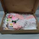 Handmade Crochet Flower Bouquet, Pink Rose & Carnation Knitted Flowers, Gift For Girlfriend, Birthday, Anniversary, Mother’s Day, Wedding Or Graduation (Includes Card) (Pink)