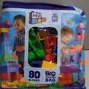 MEGA BLOKS First Builders Toddler Blocks Toys Set, Big Building Bag with 80 Pieces and Storage, Blue, Ages 1+ Years