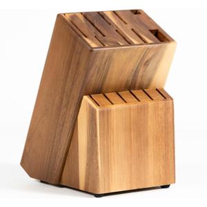 Coninx Acacia Wood Kitchen Knife Block, 15 Slots Holder, Professional Quality Organizer, Secure Stand, Keep Knives Neat & Sharp, Solution for full Drawers, Display Stand for Storage (Standard)