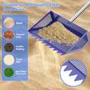 Chicken Poop Scooper & Rake 2-in-1,304 Stainless Steel Shovel Head, Chicken Litter Scoop with Handle for Chicken Coop & Pet Waste Cleaning, Litter Sifting Shovel (35 to 65") (Blue 10inch.)
