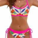 BMJL Womens Bikini Sets Color Block Swimsuits Supportive Wide Strap Two Piece Bathing Suit 2026 (Pink, M)