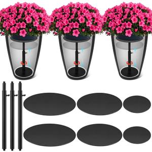 Novabright 3 Pack Adjustable Plant Riser for Inside Pot 7.5-12" Planter Inserts for Large Pots Metal Pot Fillers for Tall Square Round Taper Planters Container Indoor Outdoor (6''8" 10" Base or Top)