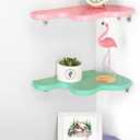 Menkxi Cute Wavy Corner Shelf Wall Mount, Set of 3 Wood Floating Cloud Corner Wall Shelves with Cord Hole Wall Danish Pastel for Bedroom Living Room Bathroom Kitchen