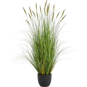 KOL 4ft Artificial Cattail Reed Grass, 47.2in Fake Onion Grass Plant, Green