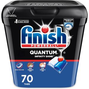 Finish Quantum Infinity Shine Dishwasher Pods, No Pre-Rinse Dishwasher Detergent Soap Removes 24HR Dried-On Stain and Grease, Leaving a Virtually Spotless Shine, 70 Count