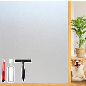 Frosted Glass Window Privacy Film Decorative, Bathroom Window Privacy Film for Glass Windows Cover, Static Cling, Removable, Reusable, Anti-UV, Anti-Glare, Heat Blocking, 17.5 by 78.74 inch, Set of 2