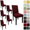 Keyroal Dining Room Chair Covers Set of 6, Stretch Solid Color Parsons Chair Slipcovers Spandex Removable Washable Kitchen Chair Protector Cover for Dining Room, Hotel, Ceremony(Burgundy)