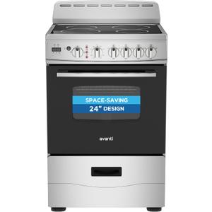 Avanti 24-Inch Freestanding Electric Range with Ceramic Glass Cooktop and Digital Timer, in Stainless Steel (CERU240P3S)