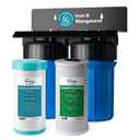 iSpring WGB21BM 2-Stage Whole House Water Filtration System, 10 x 4.5 Carbon Block and Iron & Manganese Reducing Filters, 1" Ports