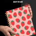 Spiral Journal Notebook for Women,A5 College Ruled Notebooks 6"x 8.4", 120 Pages (60 Sheets) Lined Journal with Premium Thick Paper,Perfect for School Office Home(Pink Strawberry)