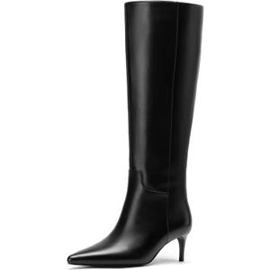 Knee High Boots for Women Pointed Toe Stiletto Long Boots Casual Party Dress Shoes (9, Black)
