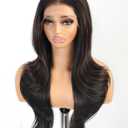 cuiud Black Mix Brown Lace Front Wig 134 HD PrePlucked Glueless Lace Front Wigs for Women 26inch Black Highlight Wavy Layered Wig for Beginner Daily Party Use