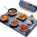 Warming Mat for Food (24"x16") - iTRUSOU 3-Year Classic Electric Warming Tray with 3-Level Temp Control, Rapid Heating 250W Energy-Saving - Rollable Large Food Warming Mat for Parties & Buffet (Blue)