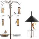 Bird Feeder Station Kit - Wild Bird Feeder Pole with Multi Feeder, Suet Cage, Planter Hanger with Squirrel Guard Baffle for Attracting Birds