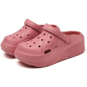 SECHRITE Womens Platform Clogs Garden Shoes Waterproof Beach Pool Sandals Summer Mules Home Slippers - Butterfly Series (6, Deep Pink-pearl)