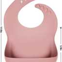 Eascrozn Silicone Bibs for Babies Toddler Set of 3, BPA Free, Soft Adjustable Waterproof Bibs for Feeding Essentials, Pink