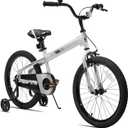 JOYSTAR Whizz 20" Kids Bike for Toddler & Kids | BMX Style Kids Bike with Training Wheels, Bell Dual Brake Kids' Bicycle (20 Inch with Training Wheels & Kickstand, Silver)