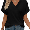 WIHOLL Womens Summer Tops Short Dolman Sleeve Shirts 2025 Fashion V Neck Outfits Clothes, Size XL