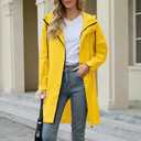 Zando Long Packable Rain Jacket Women Waterproof - Raincoat for Women Rain Coat with Hood Lightweight Outdoor Windbreaker (Yellow)