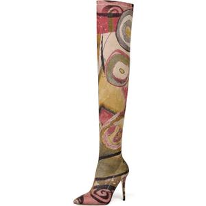 vivianly Womens Thigh High Boots Denim Pointy Toe Over The Knee Boots Stiletto Heel Long Boots (8)