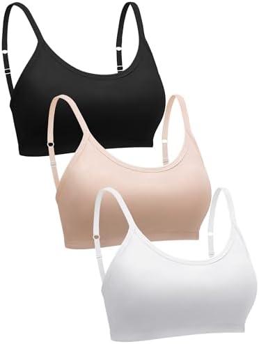 Blulu 3 Pieces Mini Camisole Bra Wireless Padded Bra with Adjustable Straps for Women Girls M