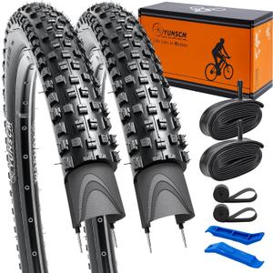 YUNSCM 29x2.10 Lightweight Mountain Bike Tires ETRTO 54-622 60TPI Nylon Anti-Puncture Protection and 29" Bike Tubes Compatible with 29x2.0/2.10/2.125 Tires and Tubes-2 PCS (Y-566)