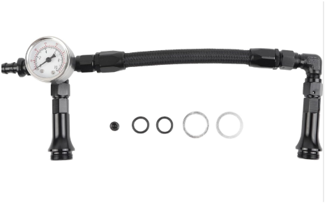 6AN Dual Feed Carb Braided Nylon Fuel Line Double Pump With Pressure Gauge For 4150 Based Carburetor Black