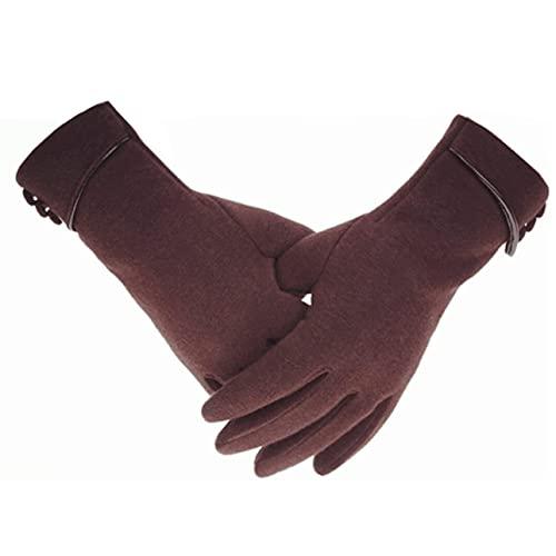 Tomily Womens Touch Screen Phone Fleece Windproof Gloves Winter Warm Wear (Brown)
