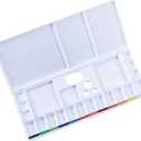 2 x Foldable Watercolor Palette with Thumbhole, 18 Wells 3 Mixing Areas | Imitation Ceramic Material, Premium Paint Pallet with Lid for painting and outdoor plein air painting