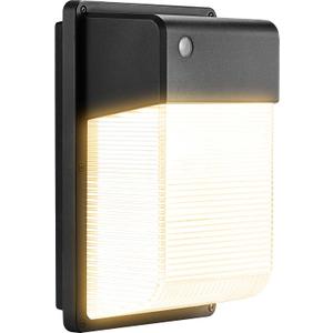 JJC LED Wall Pack Light with Photocell,28W(150-250W Replacement),3000LM 3000K-Warm White Dusk to Dawn LED Outdoor Lighting,100-277V Outdoor Security Lights