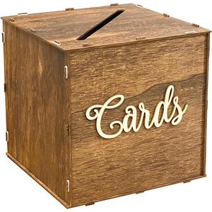 Rustic Wooden Card box 9x9x9 Inch Gift Card Box for Wedding Birthday Baby Shower Graduation Party