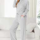 PrinStory Womens Pajama Sets Pajamas Fall Winter Long Sleeve Lounge Set Two Piece Soft Pjs (XXL)