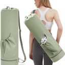 sportsnew Yoga Mat Bag with Water Bottle Pocket and Bottom Wet Pocket, Exercise Yoga Mat Carrier Multi-Functional Storage Bag, Patent pending (Large, Sage Green)