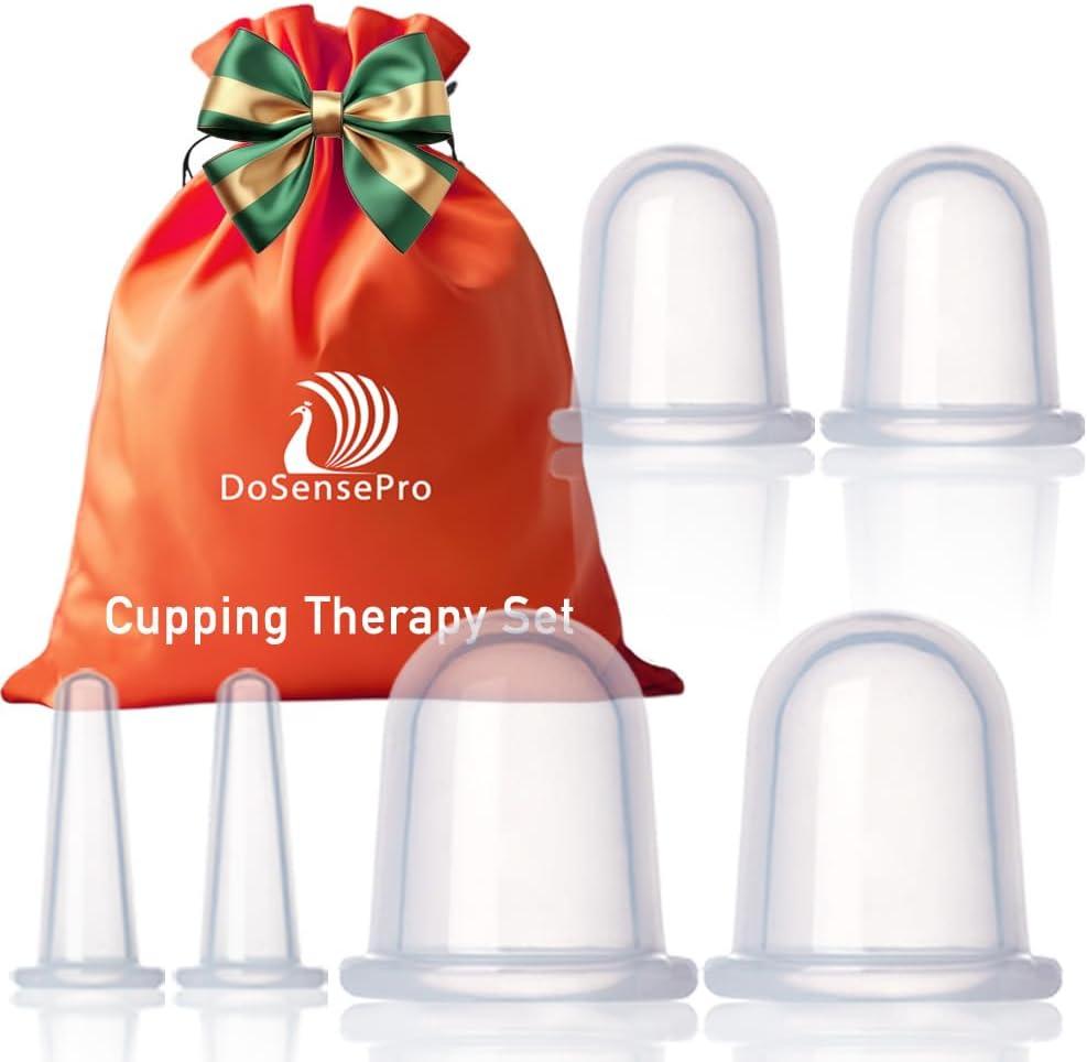 Cupping Kit for Massage Therapy - by DoSensePro, Cupping Set of 6 Professional Silicone Cups (2XL 2L 2m)