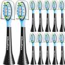 12 Pack Toothbrush Replacement Heads for Philips Sonicare, Electric Brush Heads Compatible with Phillips Sonic Snap-on Care Head (Black)