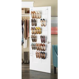 Whitmor 18 Pair Over The Door Shoe Organizer, 6 Tier Hanging Shoe Organizer, Heavy Duty Metal Shoe Holder, Hanging Shoe Rack for Closet Organizer & Storage, 62.8" L x 22.5" W x 5" H, White
