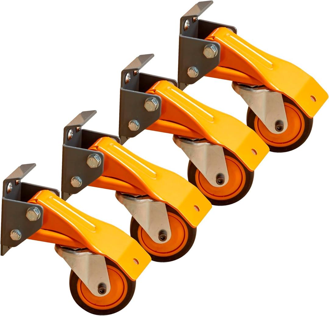 Bora Heavy Duty Workbench 4-Caster Set for Workshop Mobility, Swivel, Locking 155 Pound Non-Marking Rubber 3-inch Wheels, Total Weight Capacity of 620 pounds, Metal Foot Levers for Braking, PM-950