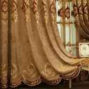 Amidoudou 1 Pair European Luxury Embroidered Curtains for Living Room Bedroom Chenille Curtains (Coffee,51x95 Inch)