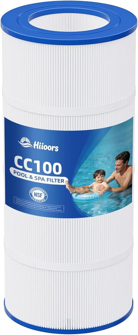 CC100 Pool Filter Cartridge, Compatible with CC100, Clean & Clear CCRP100, R173215, Predator-100, Posi-Clear PXCRP 100, PAP100, C-9410,FC-0686, 100 Sq. Ft, Heavy Duty 5 Oz+ Trilobal Fabric