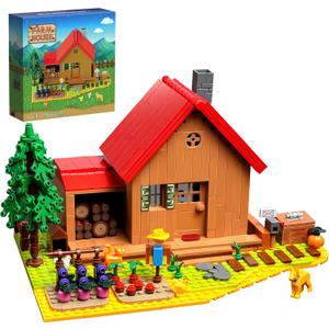 Stardew Farmhouse Building Toy, Video Game Valley Farm Playset Building Set Compatible with Lego, 766 Pieces DIY Farm House Building Kits for Adults and Fans