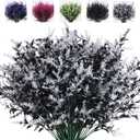 RECUTMS 8 Bundles Artificial Flowers Outdoor UV Resistant Fake Flowers Fake Outside Plants Plastic Outdoor Flowers for No Fade Faux Plastic Plants Garden Porch Window Box Dcor(Black+White)