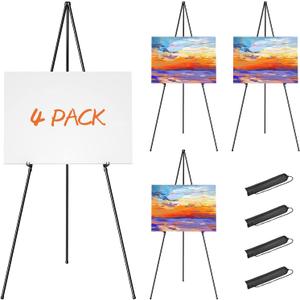 Easel Stand for Display, Aredy 63" Portable Painting Easel, Lightweight Metal Easels for Painting Canvas, Wedding Sign (4 Pack)
