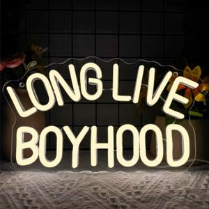 Long Live Boyhood Neon Signs for Wall Decor,Dimmable Motivational Sign Inspirational Wall Decor,Usb Powered for Man Cave Kids Room Bedroom Birthday Gifts(12.4 * 7in)