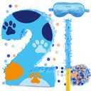 16 Inch Number 2 Dog Paw Pinata with 16 Inch Piata Stick Blindfold Confetti for Boy Girl Kids 2nd Birthday Party Decorations (2nd)